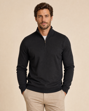Cutter & Buck Everett Half Zip Sweatshirt Herr - Svart