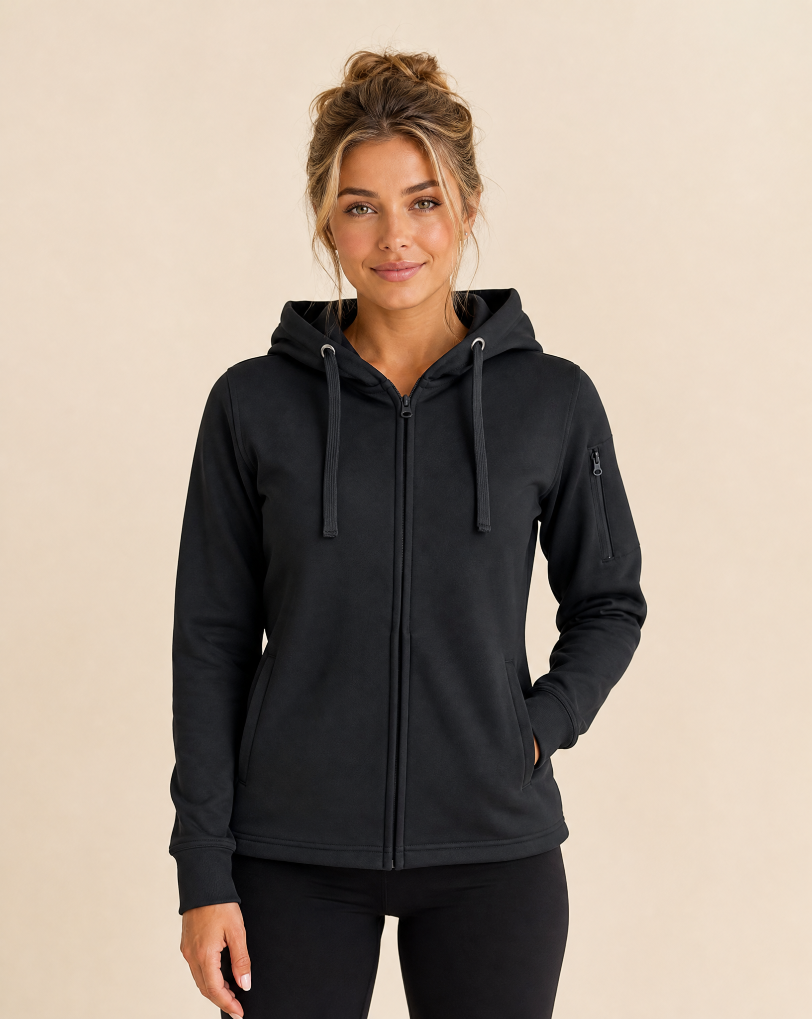 Clique Basic Active Hoodie Full Zip Dam - Svart