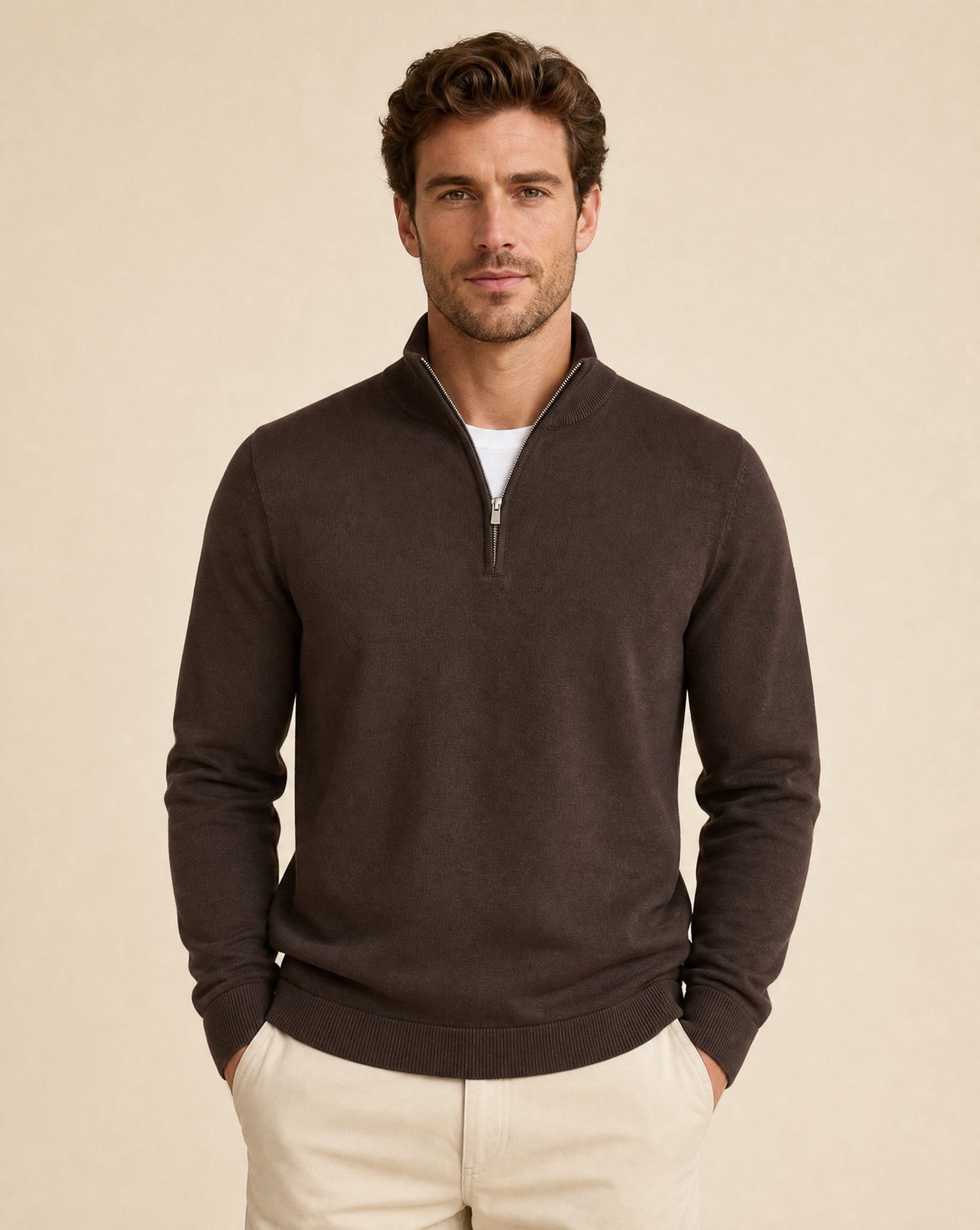Cutter & Buck Oakville Half Zip Herr - Dark Mocca-1