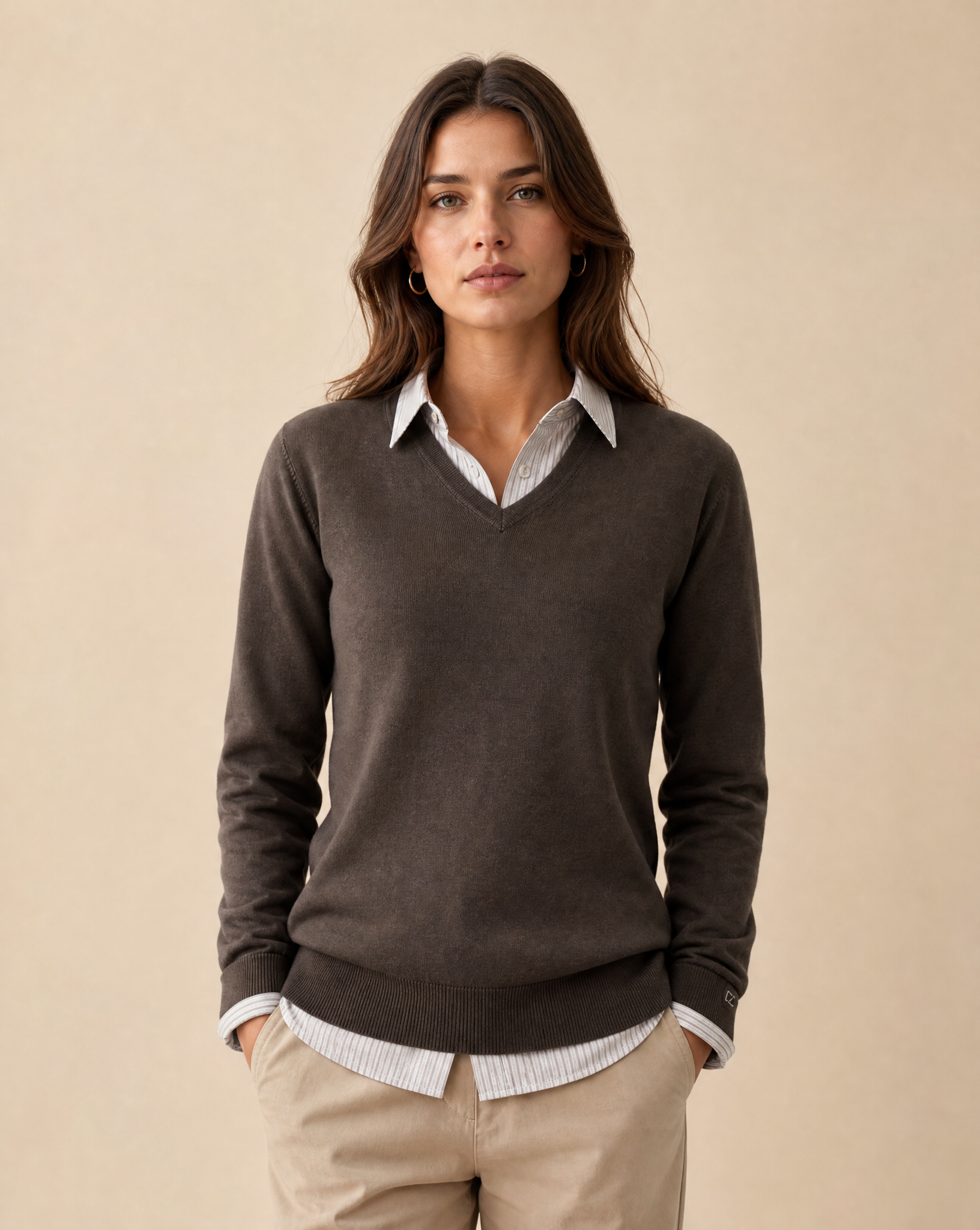 Cutter & Buck Oakville V-neck Dam - Dark Mocca