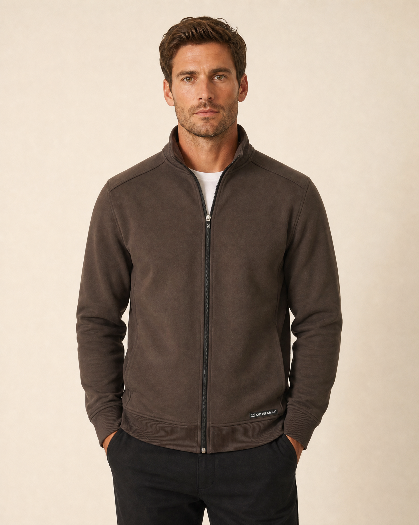 Cutter & Buck Pemberton Cardigan Herr - Dark Mocca