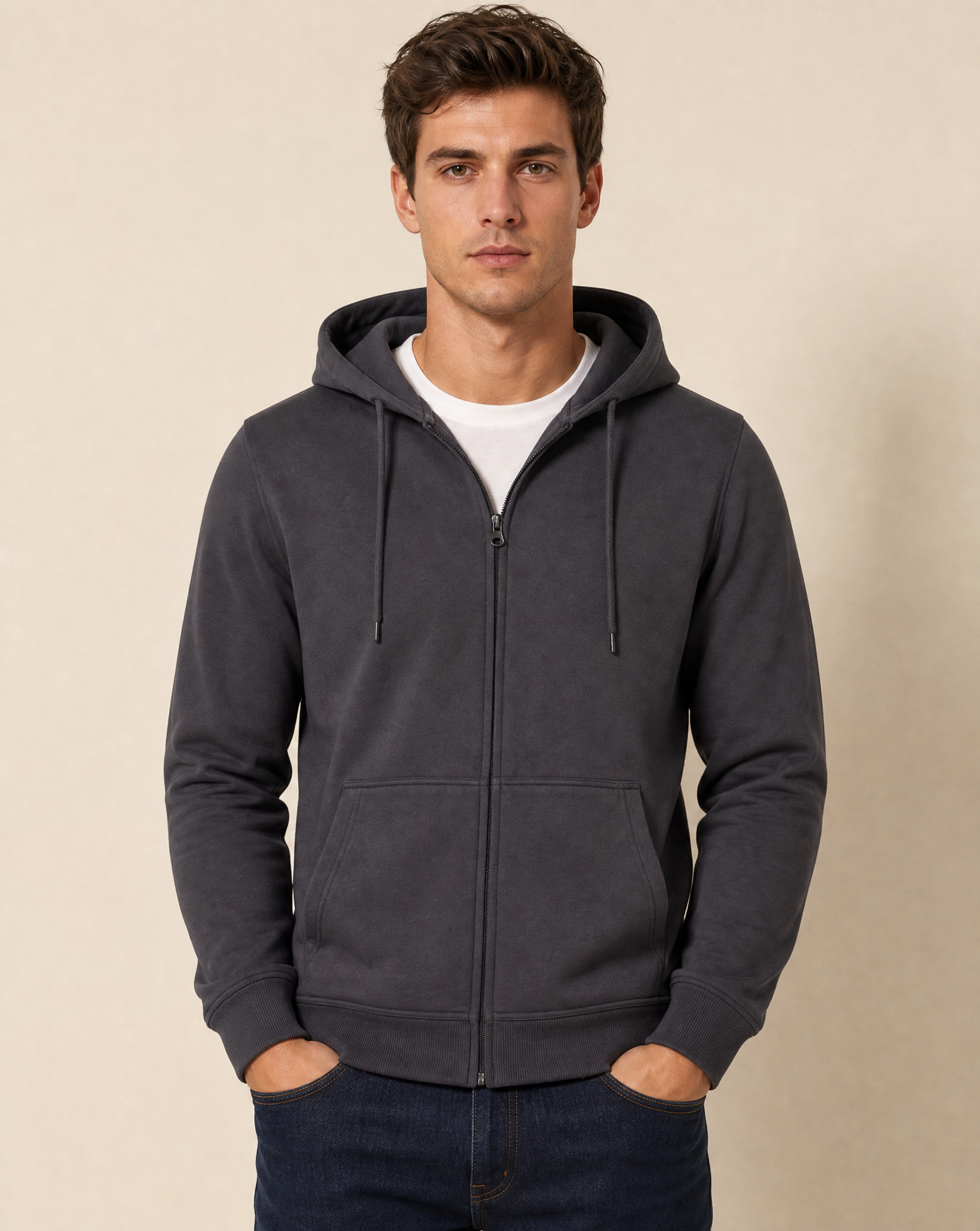 Clique Miami Hoodie Full Zip Herr - Metallgrå-1