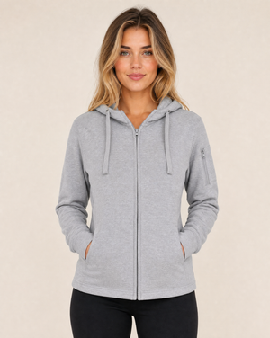 Clique Basic Active Hoodie Full Zip Dam - Gråmelerad