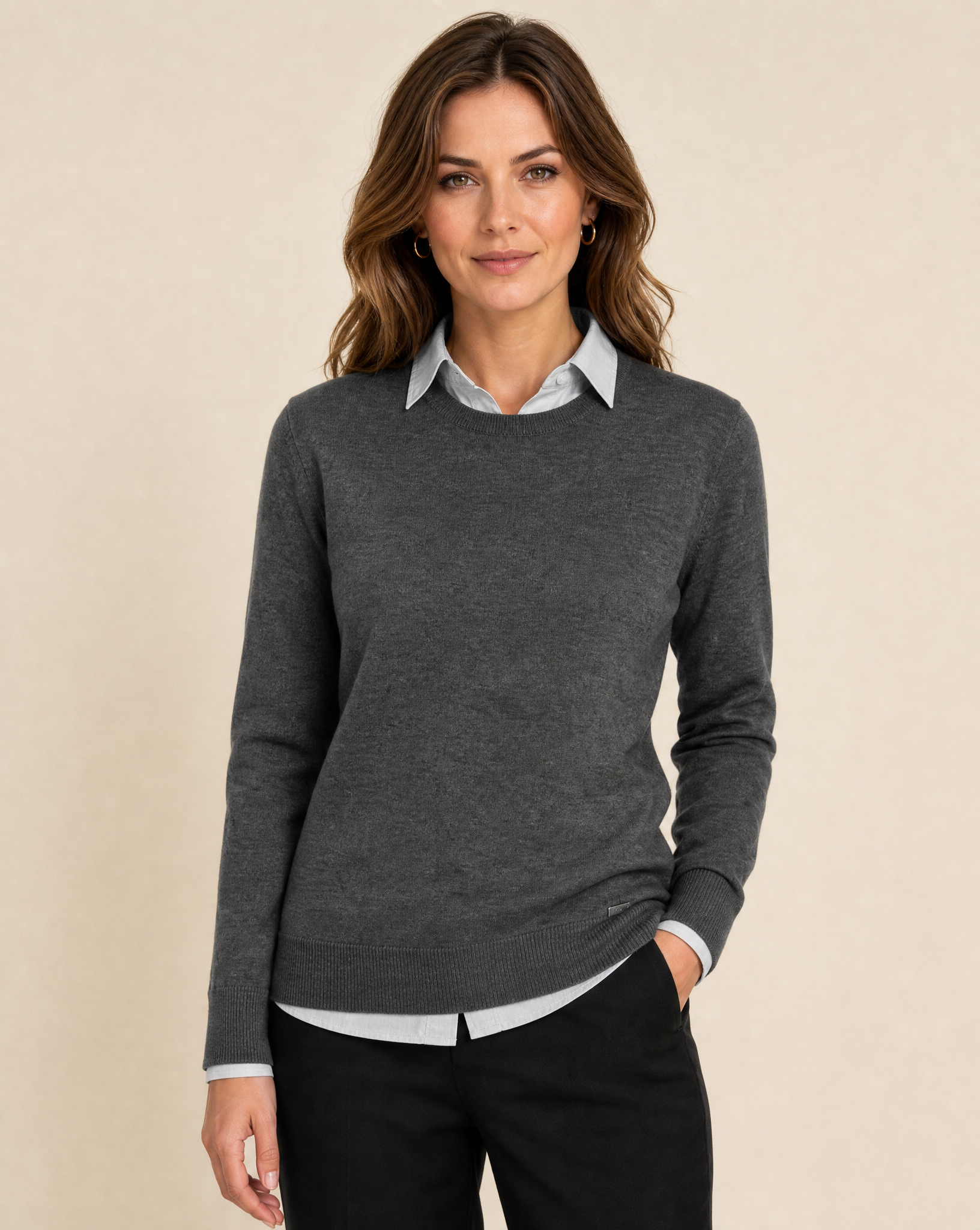 Cutter & Buck Kennewick Crewneck Dam -  Antracitmelerad