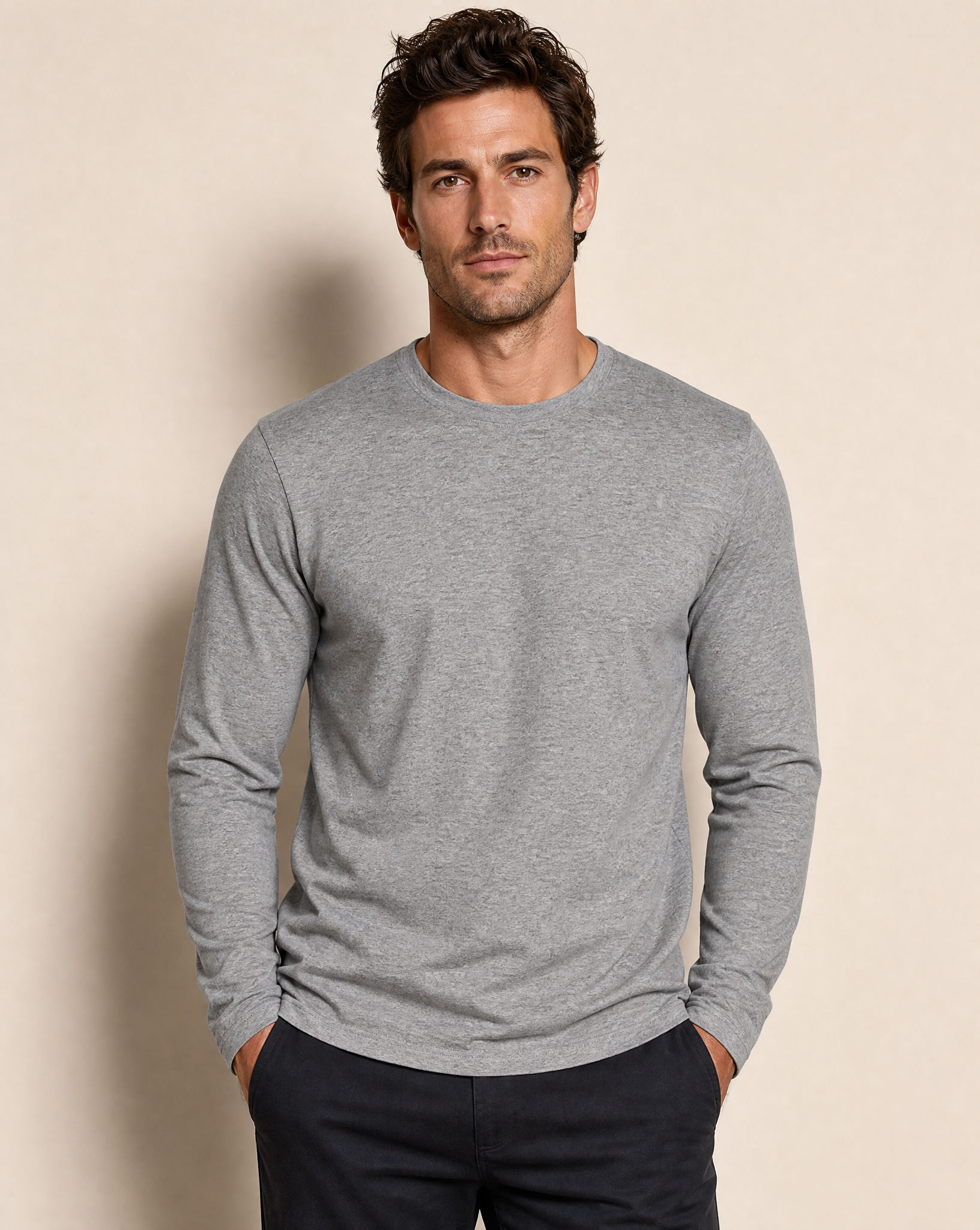 Clique Premium Fashion-T Herr - Gråmelerad
