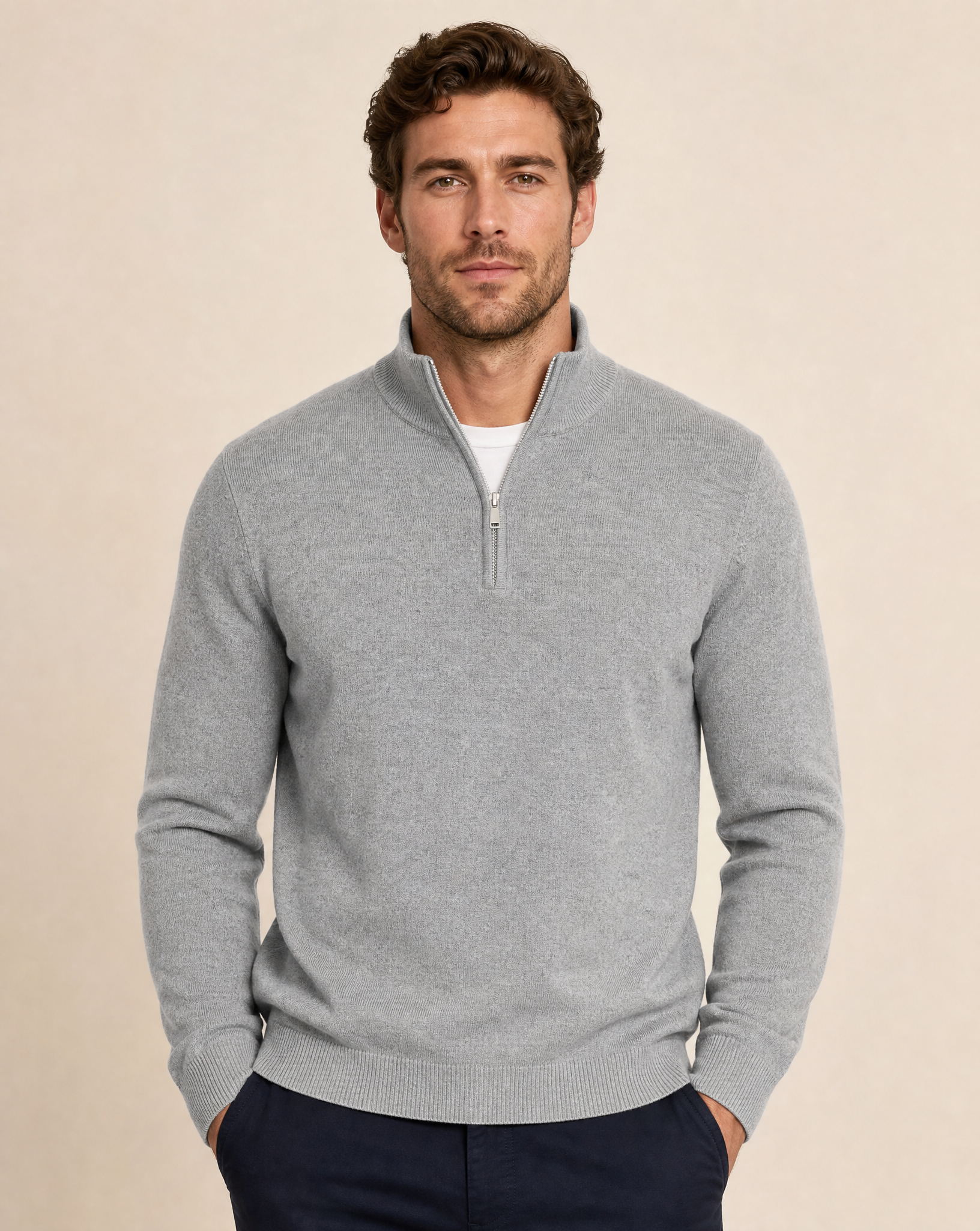 Cutter & Buck Oakville Half Zip Herr - Gråmelerad-1