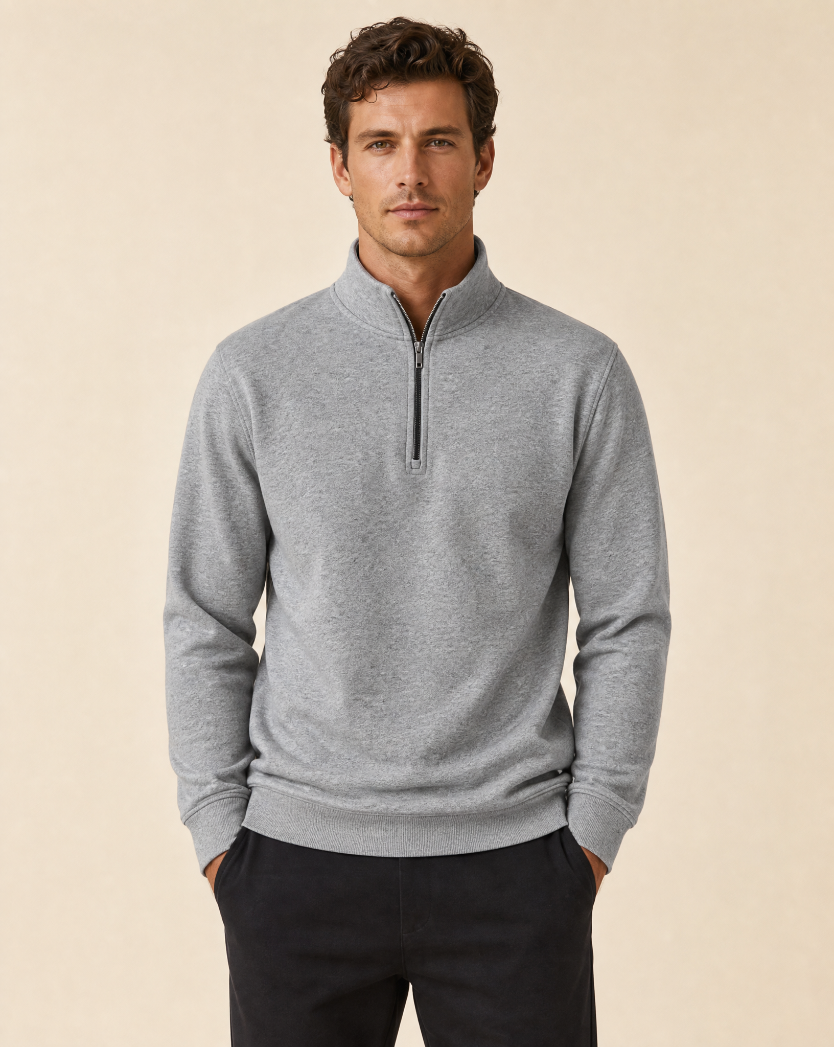 Clique Miami Sweatshirt Half Zip Herr - Gråmelerad