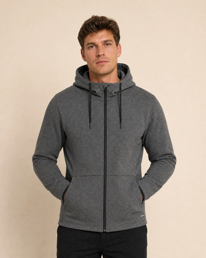 Cutter & Buck Pemberton Hoodie Full Zip Herr - Antracitmelerad