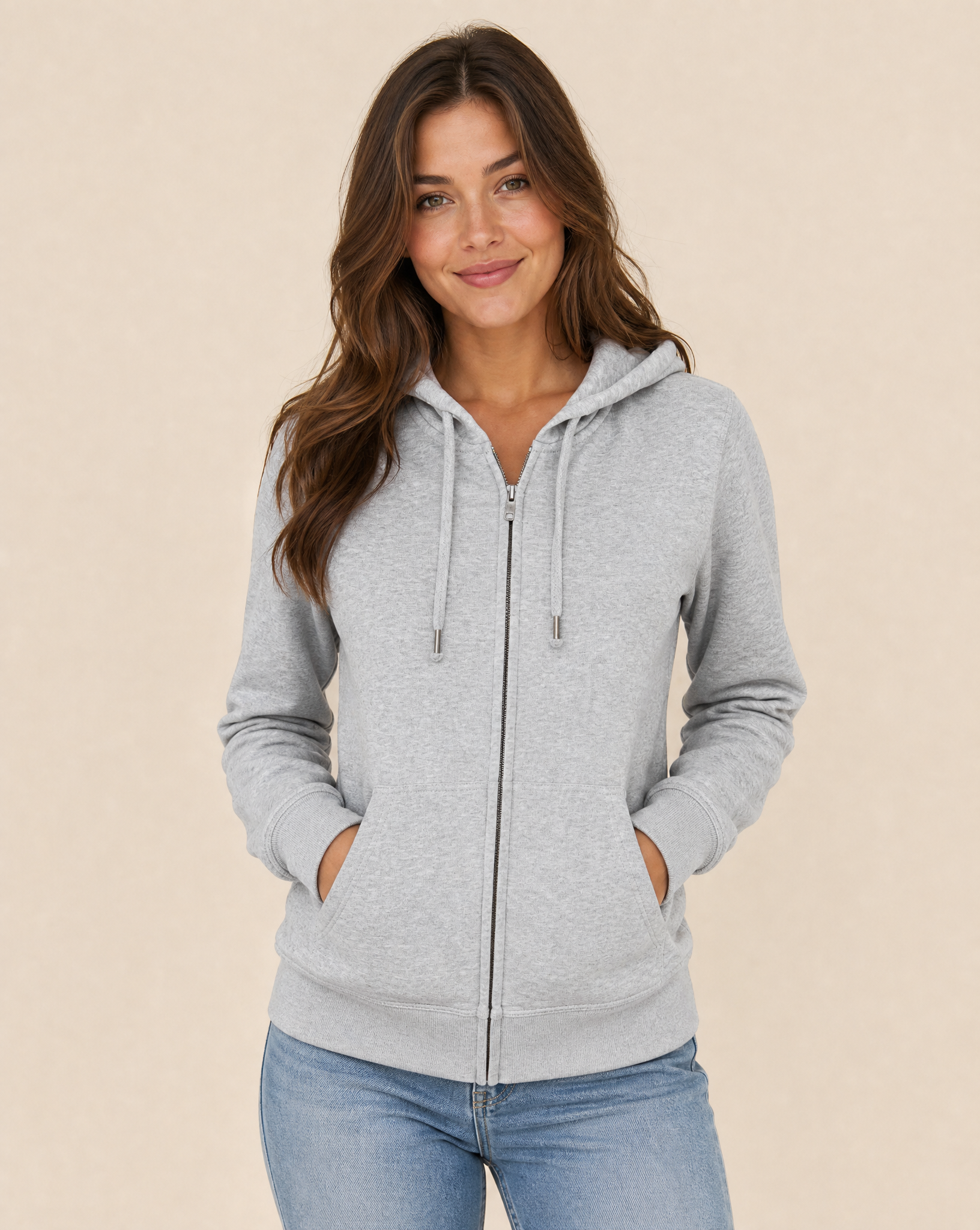 Clique Premium OC Hoody Full Zip Dam - Gråmelerad