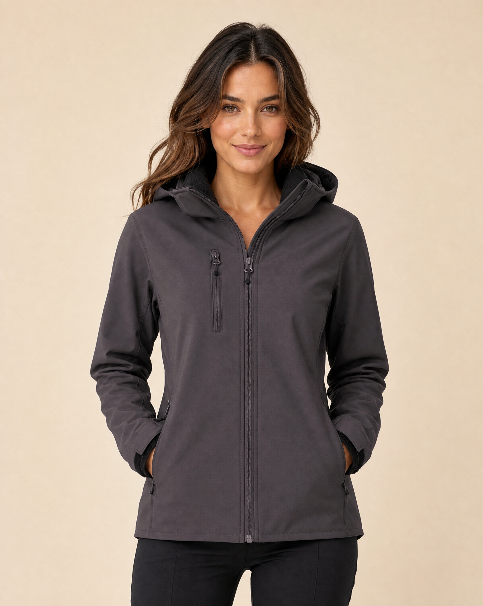 Clique Classic Softshell Hoodie Jacka Dam - Mörkgrå