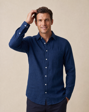 Cutter & Buck Summerland Linne Skjorta Herr - Mörk Marin
