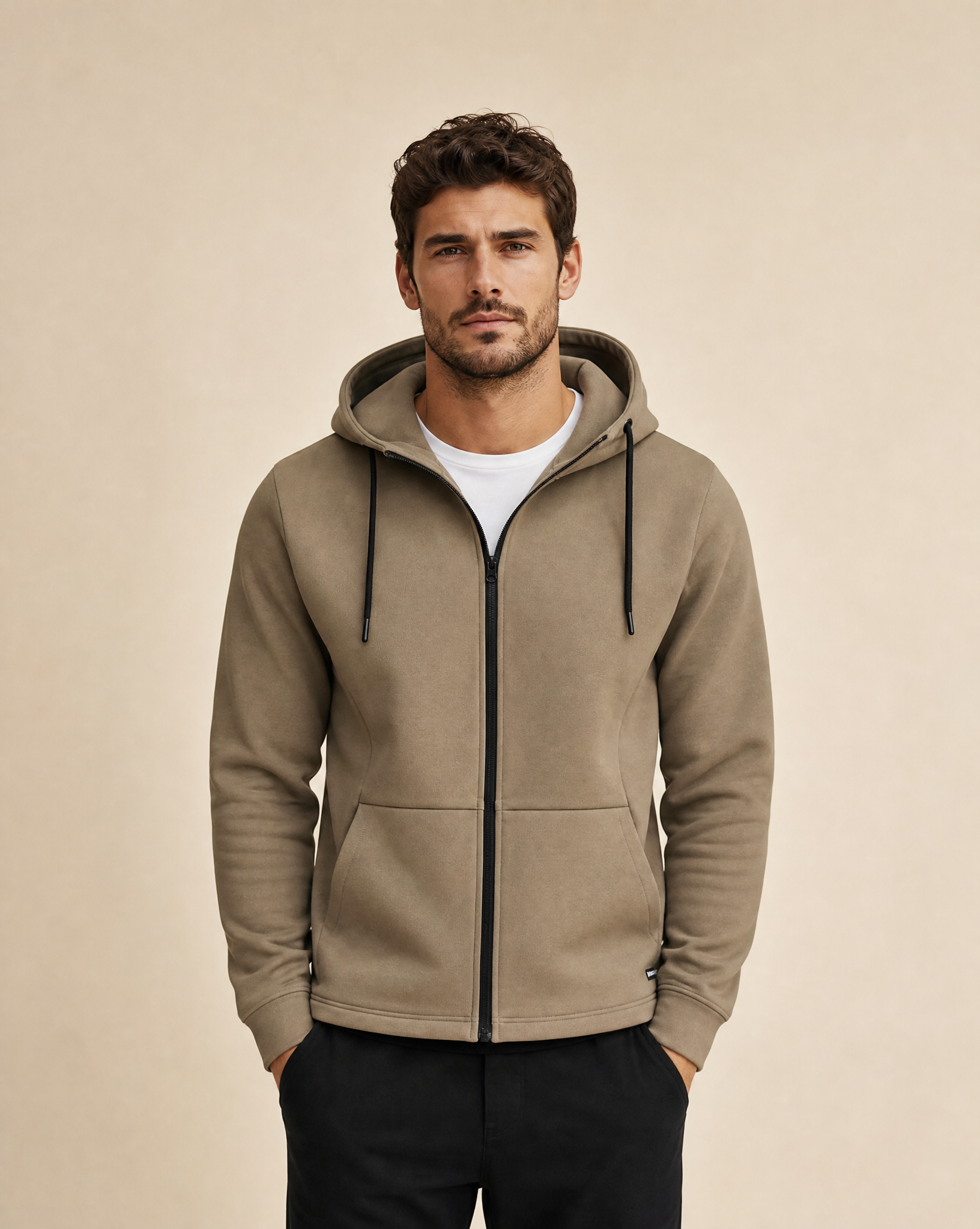 Cutter & Buck Pemberton Hoodie Full Zip Herr - Khaki