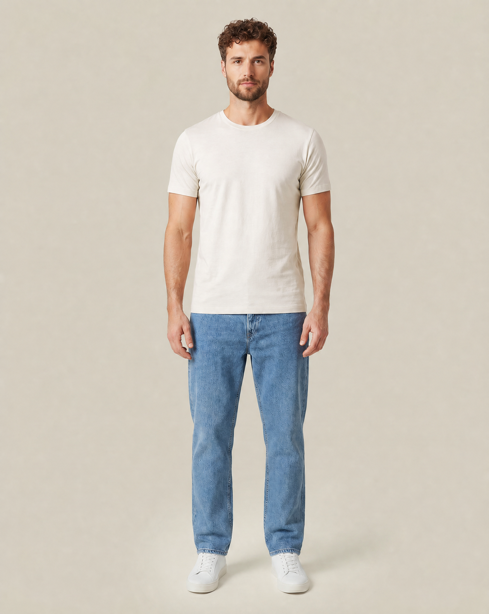 ACT Premium T-Shirt Herr (3 Pack) - Beige-2