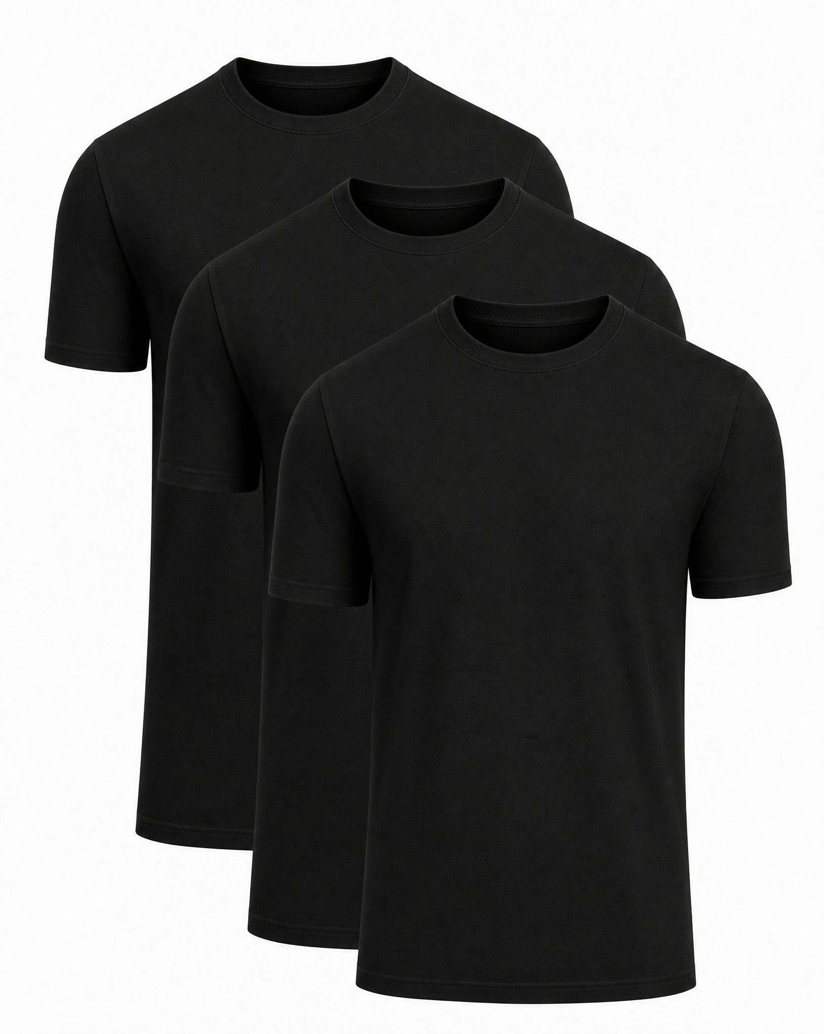 T-Shirt Premium Bambu Svart - Med Perfekt Passform (3-PACK)