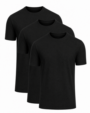 T-Shirt Premium Bambu Svart - Med Perfekt Passform (3-PACK)