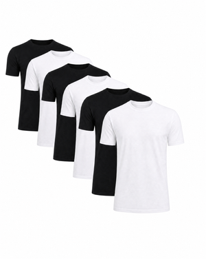 T-Shirt Premium Bambu Vit/Svart - Med Perfekt Passform (6-PACK)