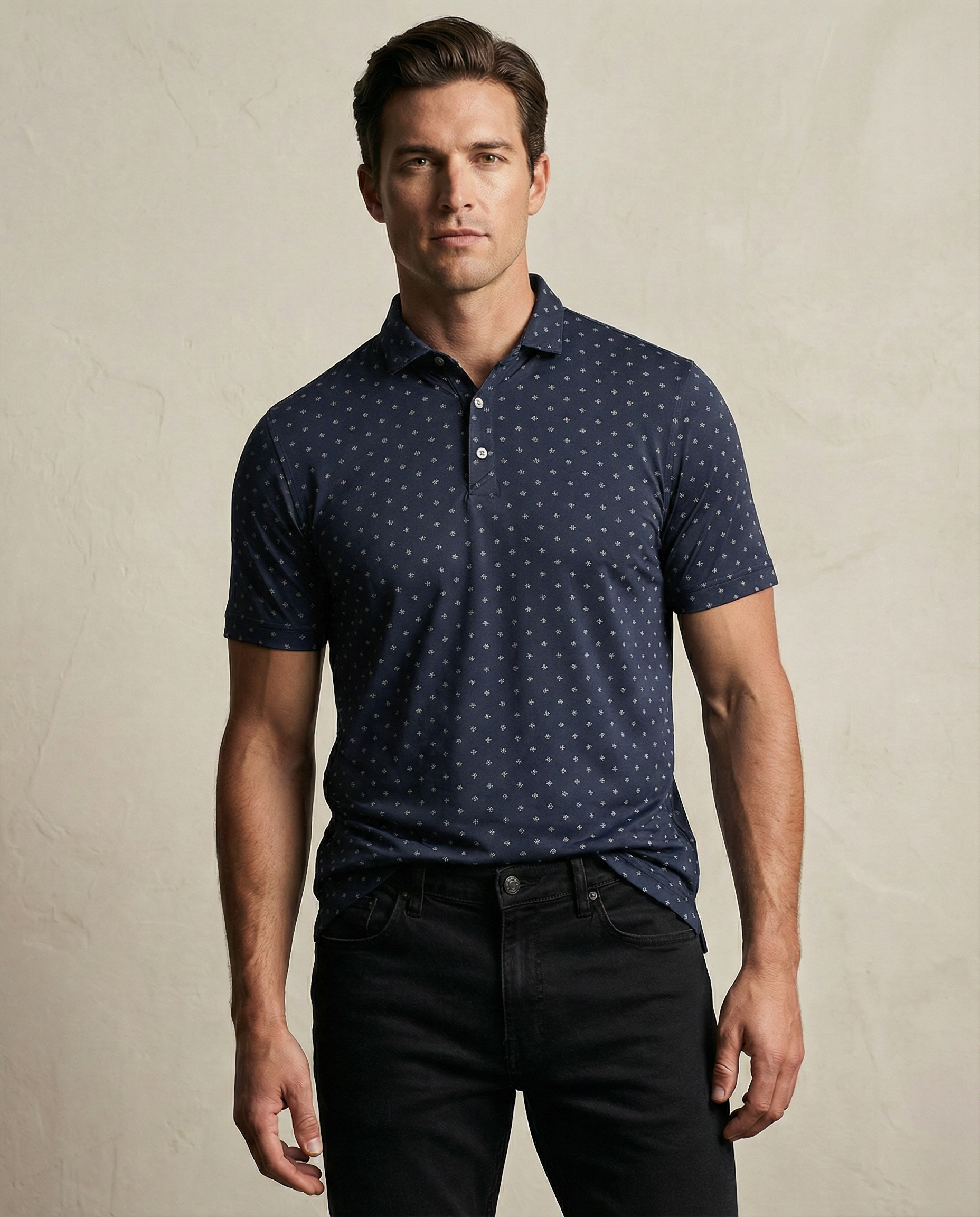 Cutter & Buck Virtue Polo Printed Herr - Mörk Marin